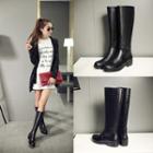 Genuine Leather Perforated Tall Boots