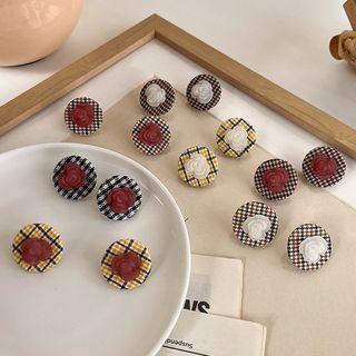 Houndstooth Flower Earring