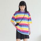 Striped Short-sleeve T-shirt Stripe - Rainbow - One Size