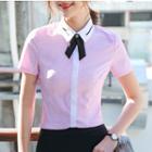 Short-sleeve Striped Shirt / Mini Skirt