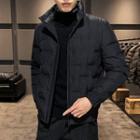 Letter Embroidered Plain Padded Coat