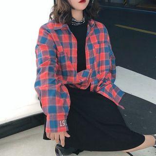 Plaid Lettering Shirt As Shown In Figure - One Size