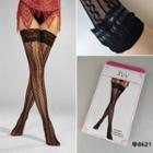 Lace Trim Patterned Fishnet Stockings 8621 - One Size