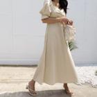 Linen Blend A-line Maxi Dress