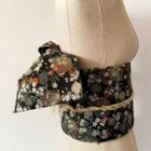 Traditional Japanese Floral Print Sash Black - One Size