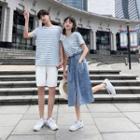 Couple Matching Striped T-shirt / Shorts / Denim Skirt / Set