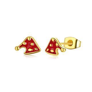 Fashion Simple Plated Gold Christmas Hat Stud Earrings Golden - One Size