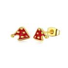 Fashion Simple Plated Gold Christmas Hat Stud Earrings Golden - One Size