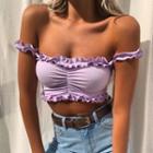Off-shoulder Ruffle Crop Top