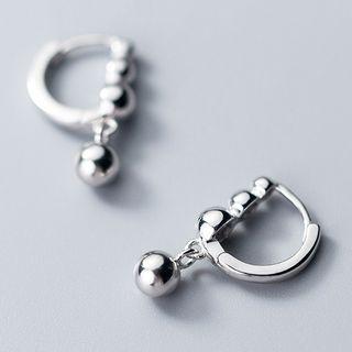 925 Sterling Silver Beaded Huggy Earring As Shown In Figure - One Size