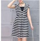 Set: Striped Cap Sleeve A-line Dress + Slipdress