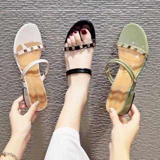 Block-heel Rivet Strappy Sandals
