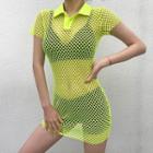 Short-sleeve Mesh Mini Polo Dress
