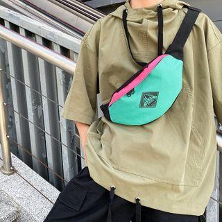 Color Panel Canvas Sling Bag