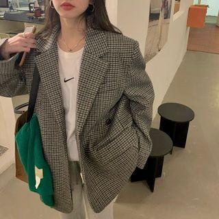 Houndstooth Blazer Houndstooth - Brown - One Size