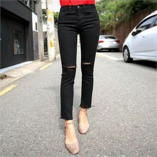 Slit-trim Straight-cut Pants