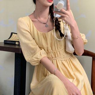 Puff-sleeve Medium Maxi Dress