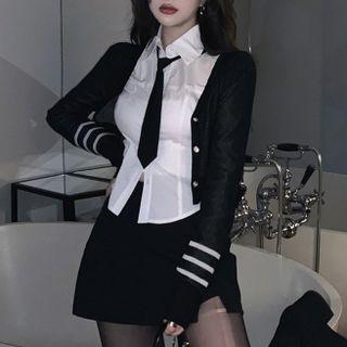 Tie-neck Shirt / Mini Pencil Skort