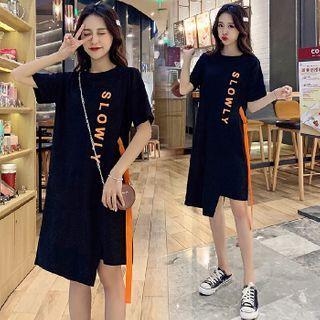 Short-sleeve Lettering Print T-shirt Dress