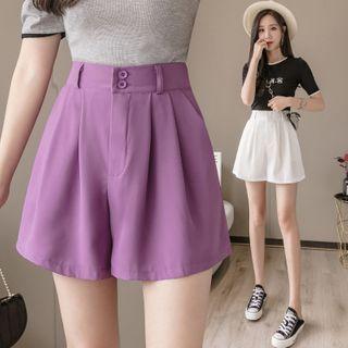 High-waist Plain Chiffon A-line Shorts