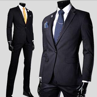 Single-button Plain Lapel Blazer