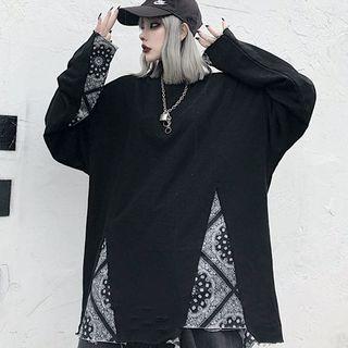 Mock Two-piece Paisley Print Panel T-shirt