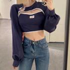 Long-sleeve Crop Top / Lettering Cropped Camisole Top