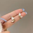 Butterfly Glaze Alloy Earring 1 Pair - Gold & White - One Size