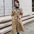 Mock Two-piece Double Breasted Trench Coat