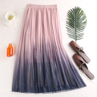 Midi Gradient A-line Mesh Skirt