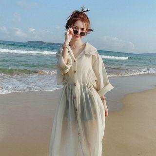 Sheer Button-up Long Jacket