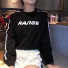 Color-panel Lettering Cropped Sweatshirt