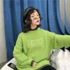 Lettering Sweater Green - One Size