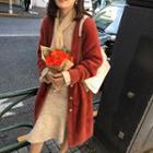 Furry Buttoned Long Coat