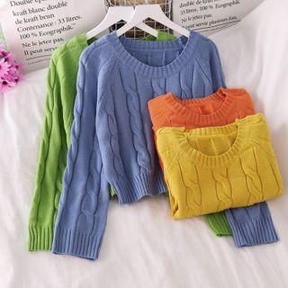 Plain Crew-neck Sweater - 4 Colors
