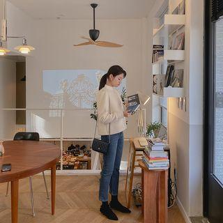 Puff-shoulder Woolen Fuzzy Cardigan Ivory - One Size