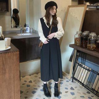 Plain Shirt / Overall Midi Dress