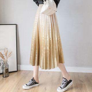 Velvet Midi  Accordion Pleat Skirt