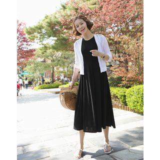 3/4-sleeve Lace-back Buttoned Cardigan