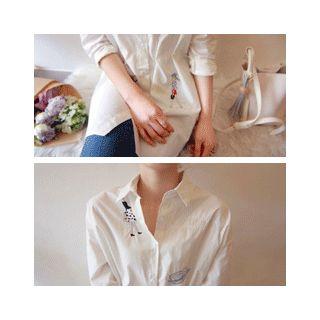 Embroidered-detail Mini Shirtdress