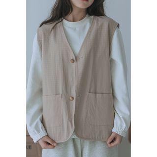 Reversible Gingham Button-up Vest