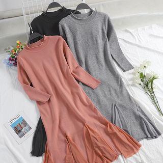 Mesh Panel Midi Mermaid Sweater Dress