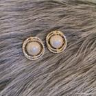 Faux Pearl Rhinestone Earring 1 Pair - Silver Needle - Pearl White - One Size