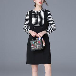 Set: Striped Blouse + Pinafore Dress