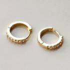 Rhinestone Alloy Hoop Earring 1 Pair - 1931 - Gold - One Size