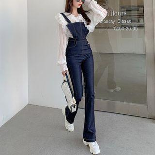 Lace-trim Ruffled Shirt / Boot-cut Jumpsuit