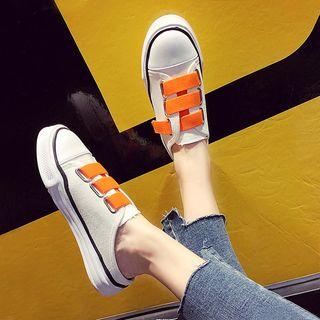 Canvas Contrast Strap Mules