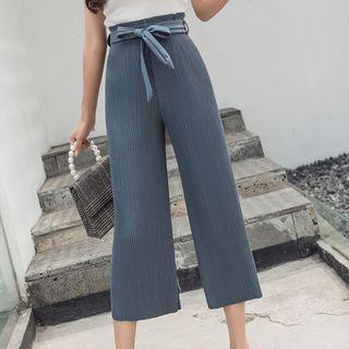 Cropped Chiffon Straight Cut Pants