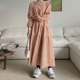 Tie-back Flared Maxi Tiered Dress
