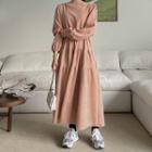 Tie-back Flared Maxi Tiered Dress